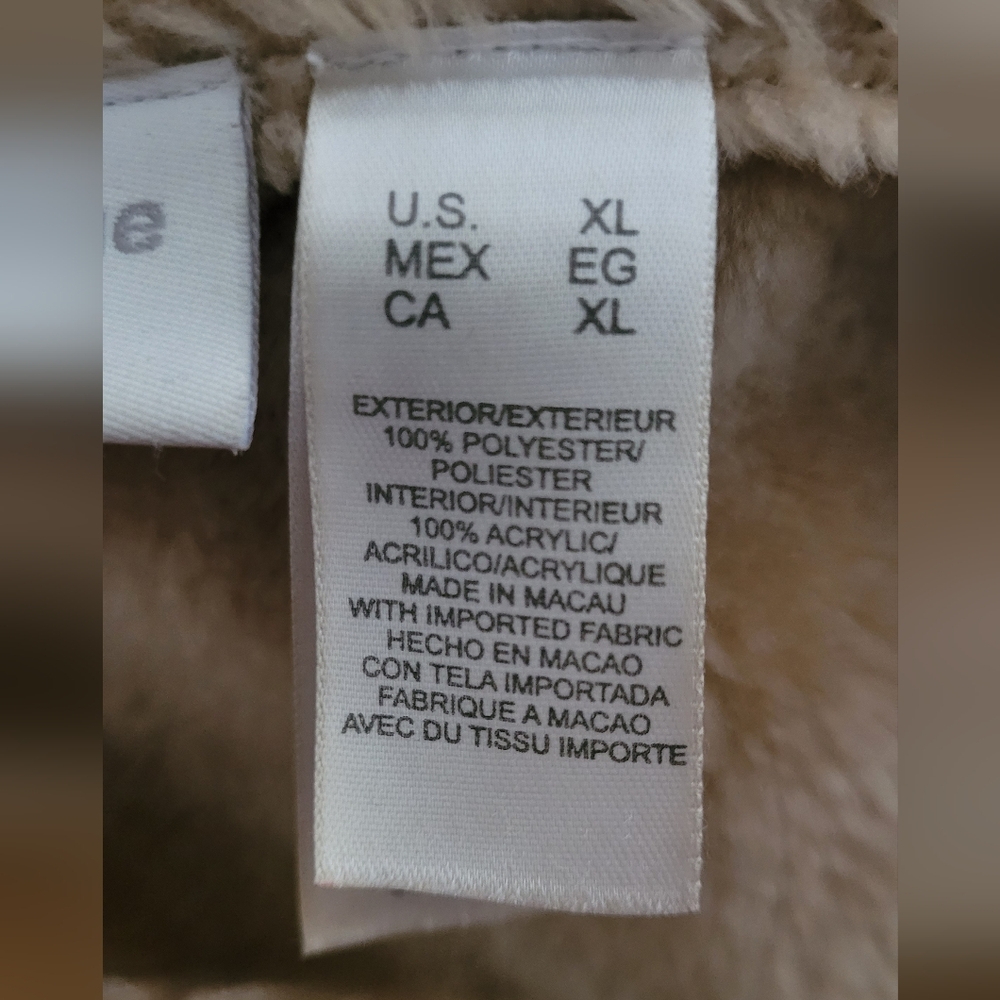 Liz Claiborne Heavy Faux Suede & Faux Fur Lined Shearling Jacket, Women's XL Tan - Picture 8 of 13